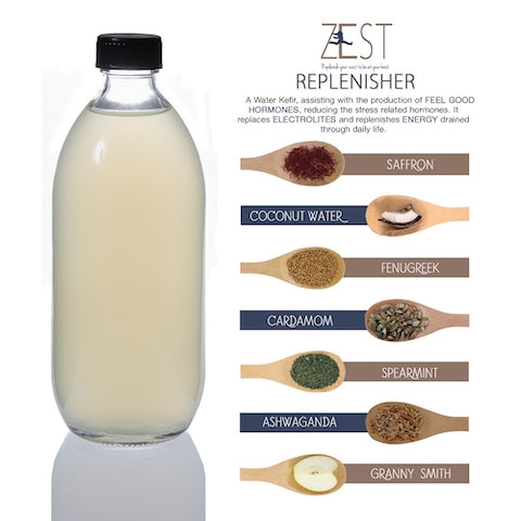 Jaciana Foods Water Kefir - ZEST REPLENISHER 500ml & 1L, BPA Free or Glass Refundable